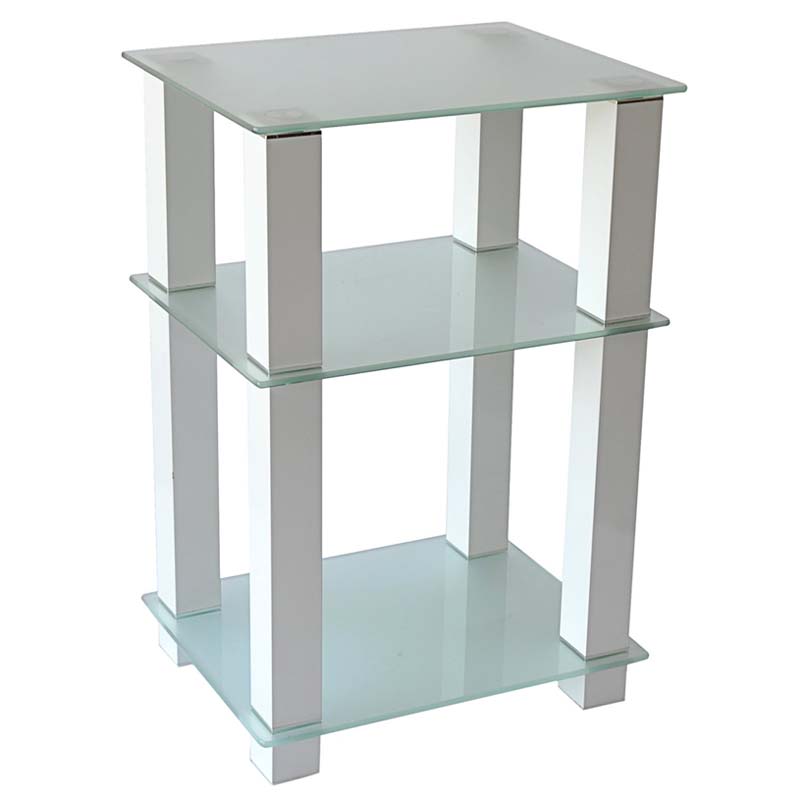 RTA Extra Tall Frosted Glass and Aluminum 27 inch TV Stand White TVM005W