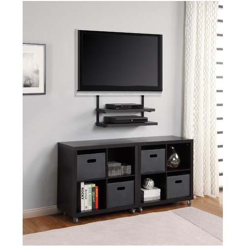 Altra Quick Mount Series 50 inch TV Wall Mount with 2 Hollow Core Shelves (Black) 1716096