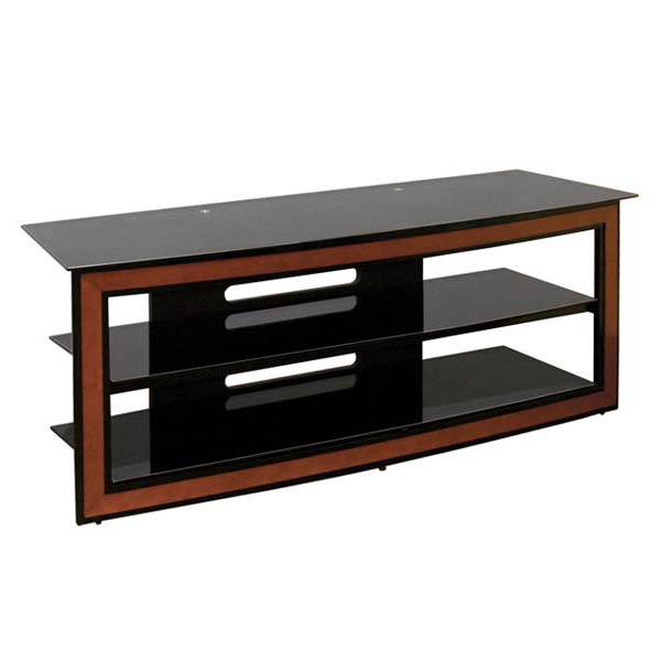 Bello Versatile Black Glass and Wood Trim 65 inch TV Stand Cherry AVSC2126