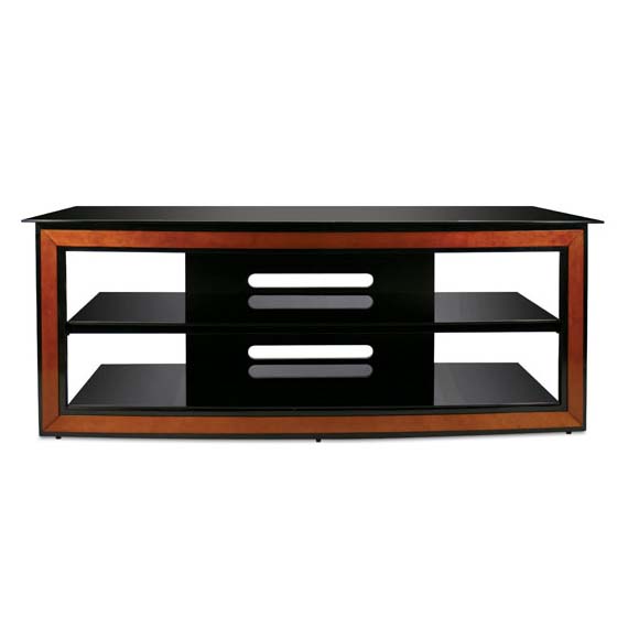 Bello Versatile Black Glass and Wood Trim 65 inch TV Stand Cherry AVSC2126
