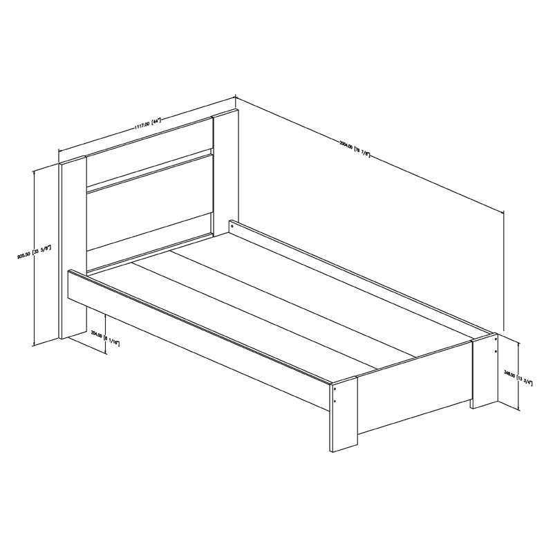 SouthShore Flexible Collection Twin Bed Kit Headboard, Footboard, and