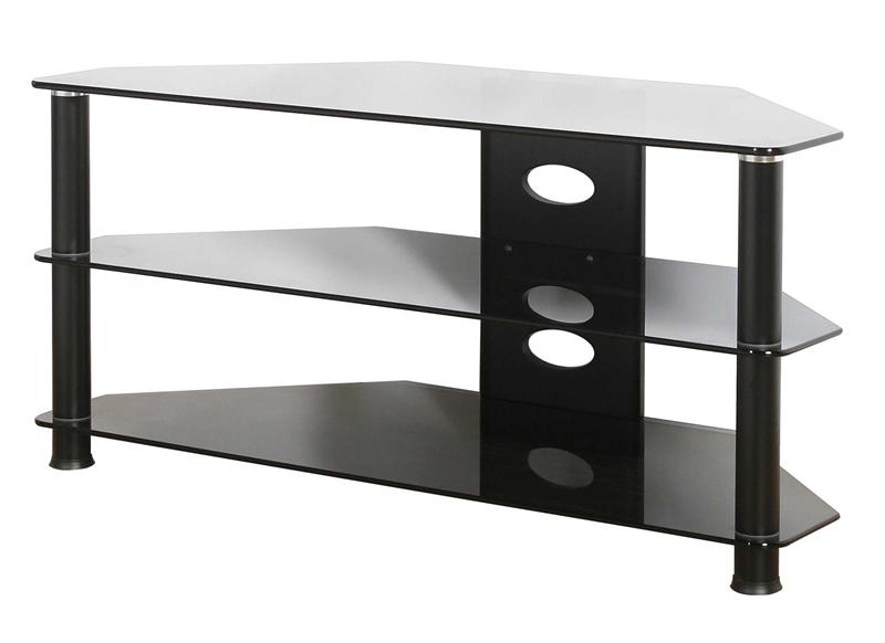 Plateau FL Series Black Glass Corner TV Stand for 3043 inch Screens FL