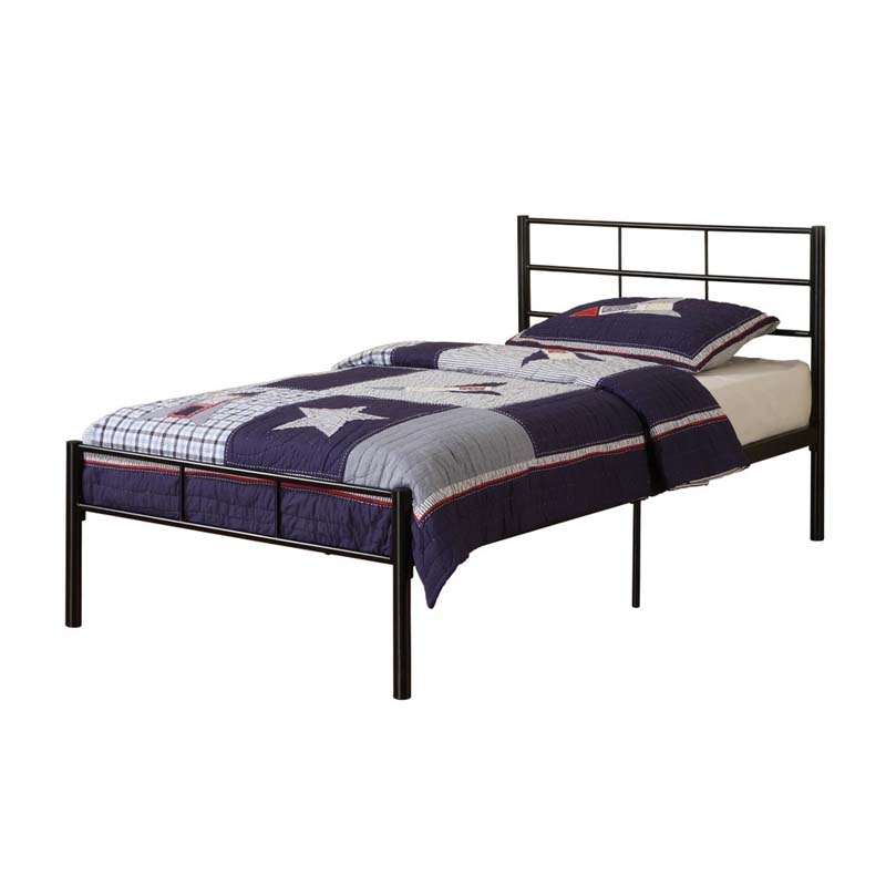 Walker Edison Twin Size Metal Bed Frame with Low Footboard (Black ...