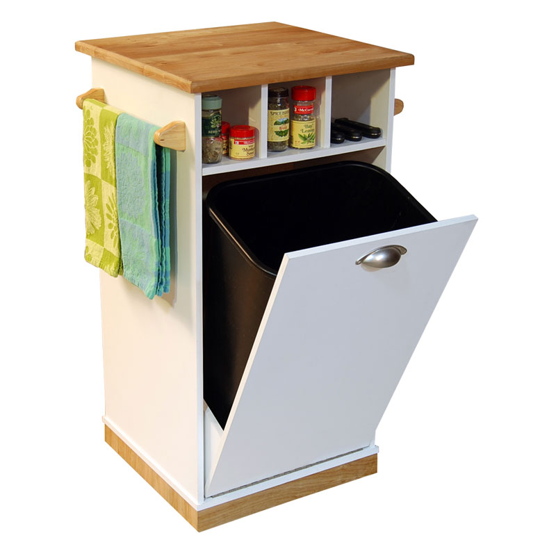 Venture Horizon Butcher's Block Island with Trash Bin and Pantry 412111WH