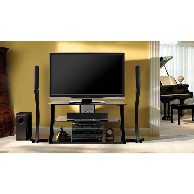 Bello High Gloss Black Flat Panel TV Stand for 46 inch Flat Panel TVs Black PVS4208HG