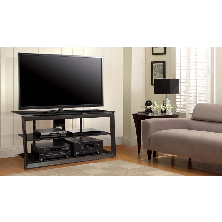 Bello Versatile Black Glass 55 inch TV Stand Dark Pewter PVS4257