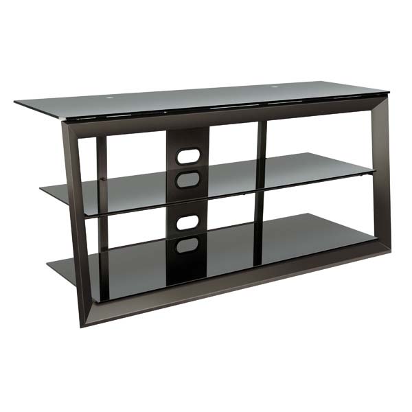 Bello Versatile Black Glass 55 inch TV Stand Dark Pewter PVS4257