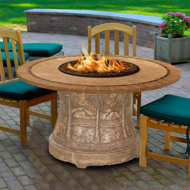 Fire Pit Palm Dining Height & 48 inch Capistrano Mosaic 7320NATPG11