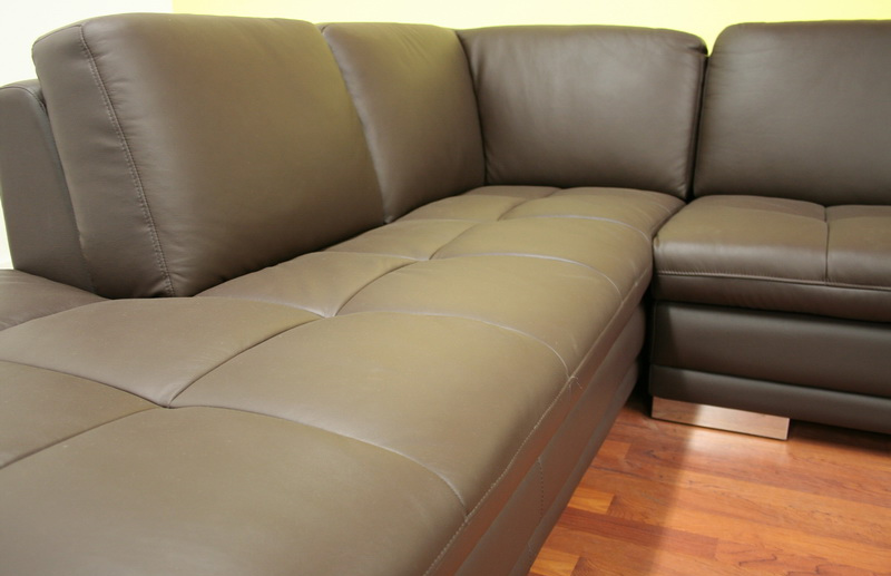 Wholesale Interiors Callidora Reverse Leather Sofa Sectional Brown