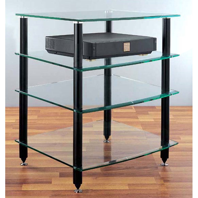 VTI 4 Shelf Audio Rack with Glass Shelves Black AGR404B