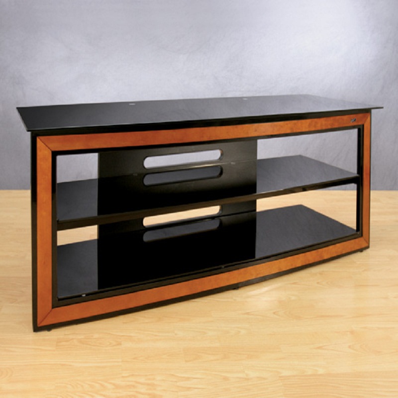 Bello Versatile Black Glass and Wood Trim 65 inch TV Stand (Cherry) AVSC2126