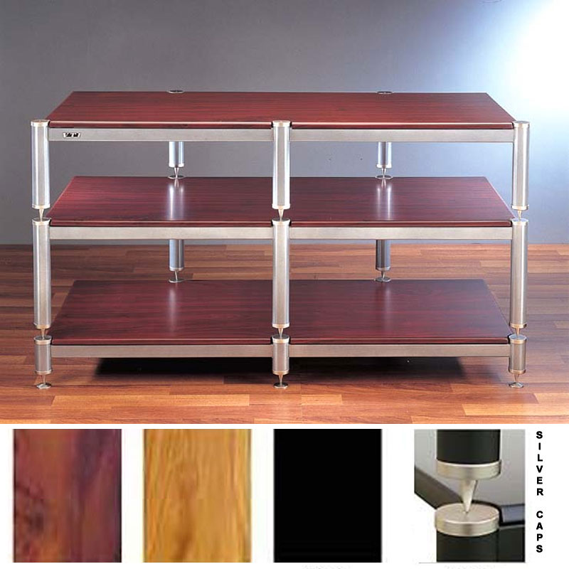 VTI BL Series 44 inch AV Rack TV Stand Silver Caps with Silver Frame