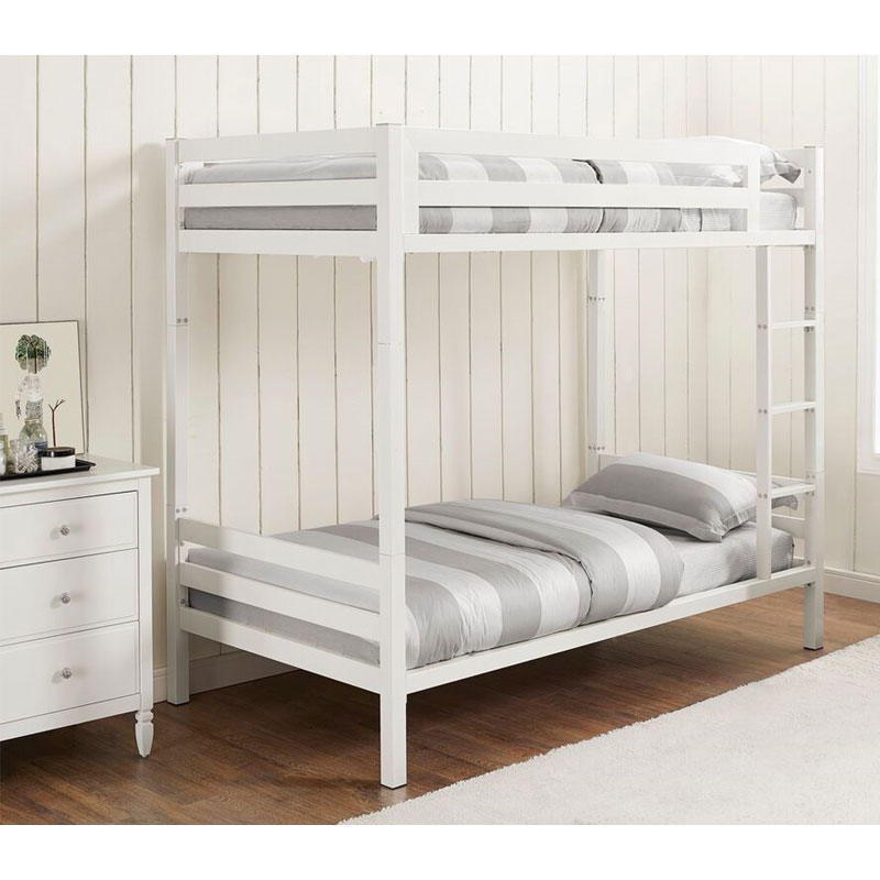 Walker Edison BTSQTOTWH Bentley Twin over Twin Metal Bunk Bed in White
