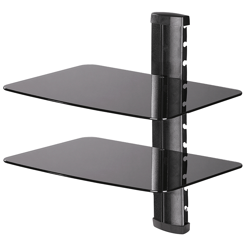 Diamond Dual Glass Component Wall Shelf Black PDH107