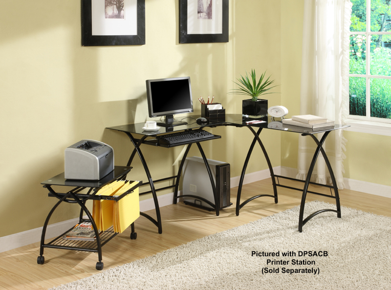 Walker Edison Alexa LShaped Glass Computer Desk D51AL30B