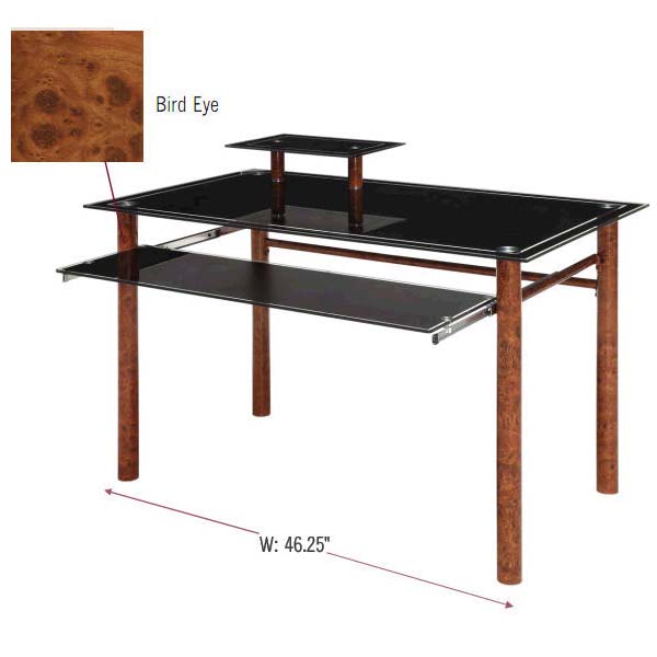 Innovex Black Glass Computer Desk with Shelves (Bird's Eye Finish