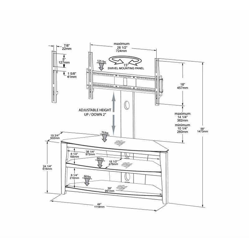Tech Craft Solution Series Glass Corner TV Stand with Optional Mount