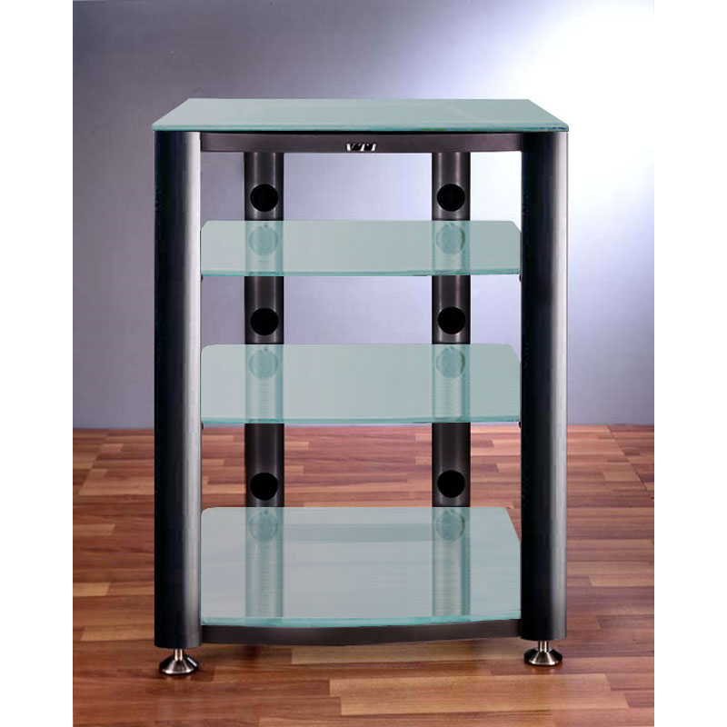 VTI 4 Shelf Audio Video Rack Black with Frosted Glass HGR404BF