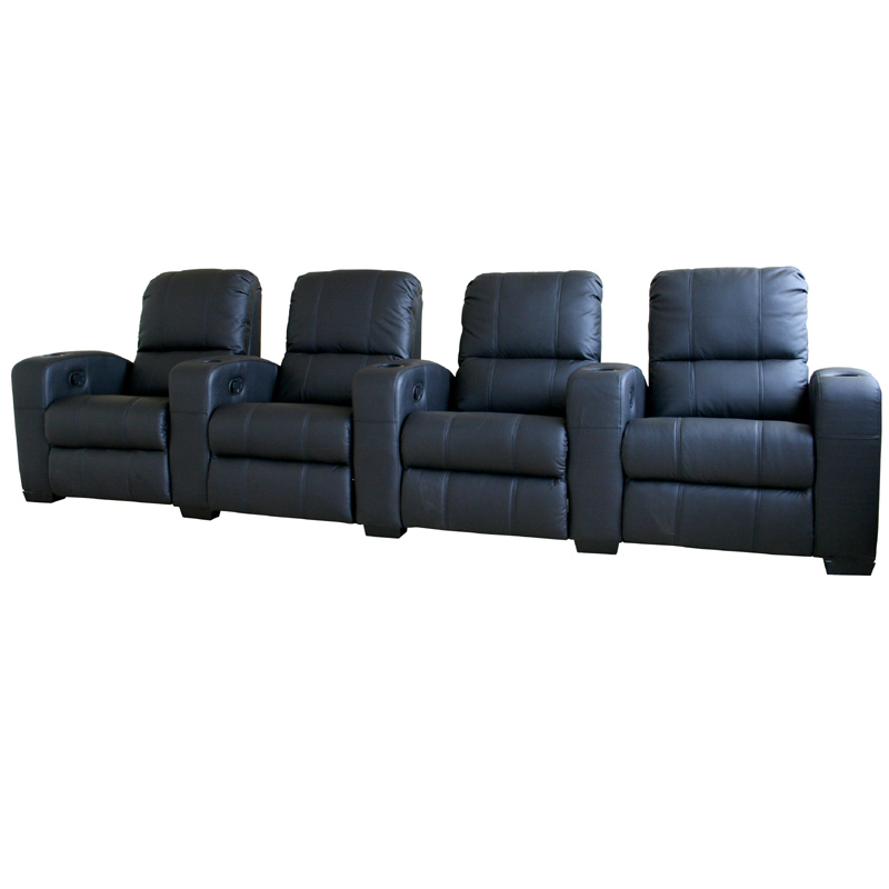 Wholesale Interiors Set of Four Leather Home Theater Seats Black HT001