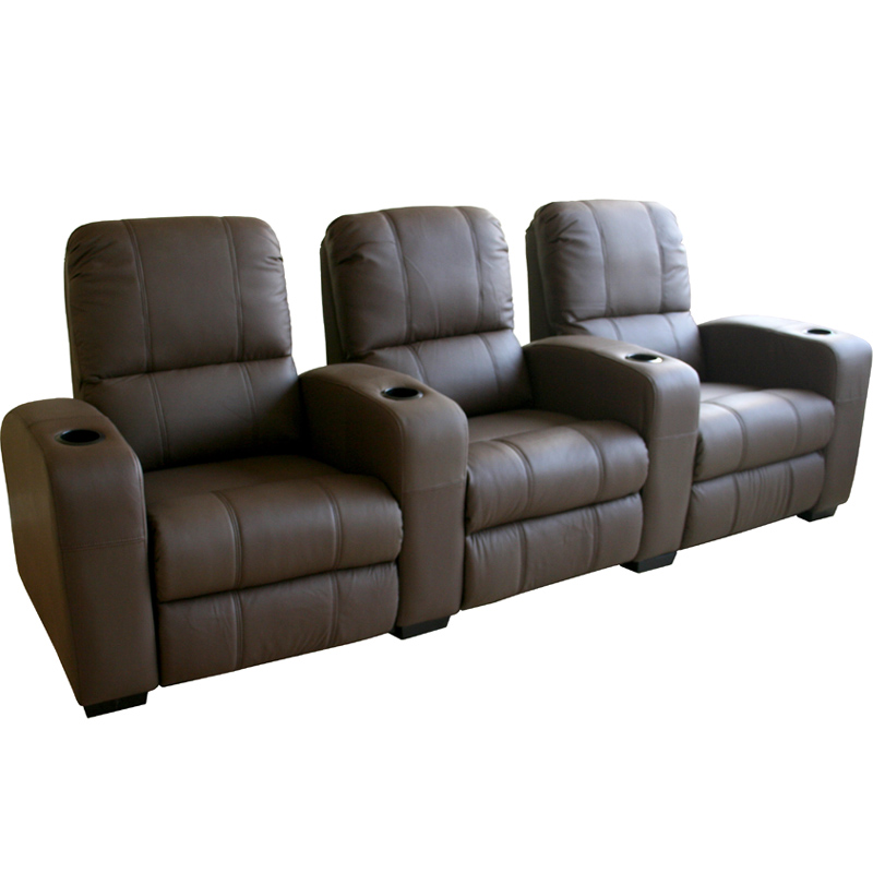 Wholesale Interiors Set of Three Leather Home Theater Seats Brown HT001