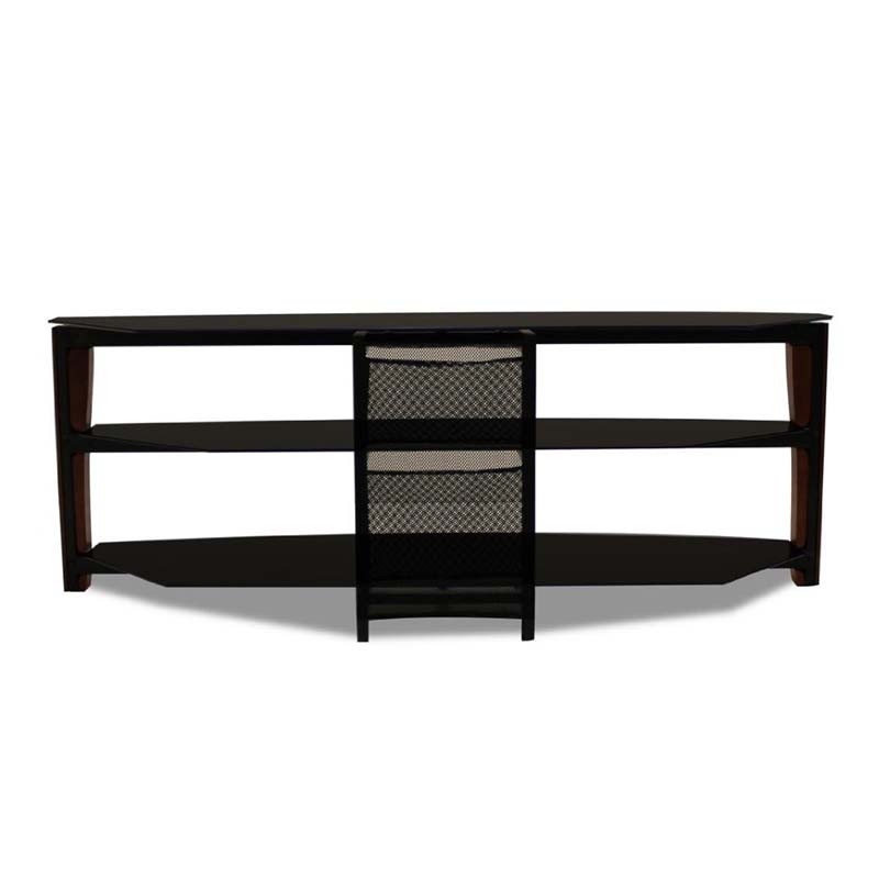 Tech Craft Solid Wood and Black Glass TV Stand with 60 in. TV Mount