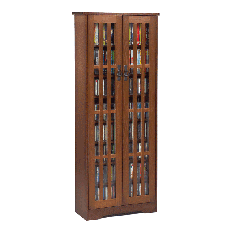 Leslie Dame Mission Style Multimedia Storage Walnut M477W
