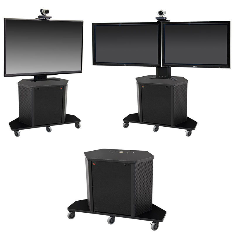 VFI AVF Audio Visual Furniture Single or Dual Display monitor stand with Rack Mount Black PL3070