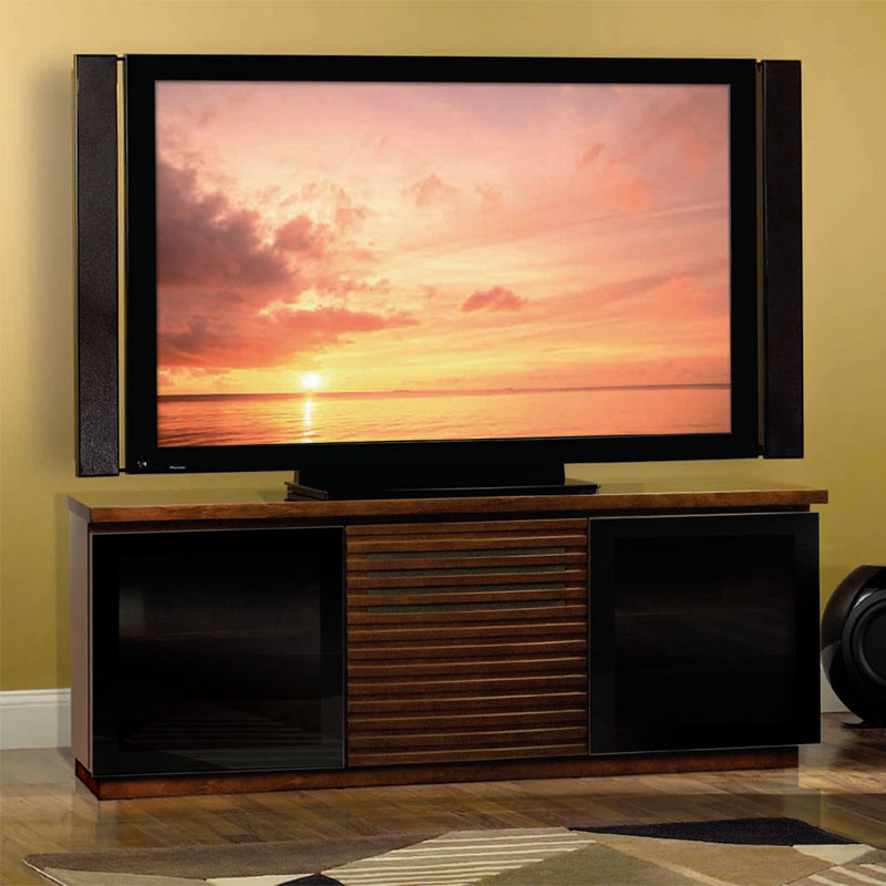 Bello Contemporary Wood Home Entertainment with Louvered Door