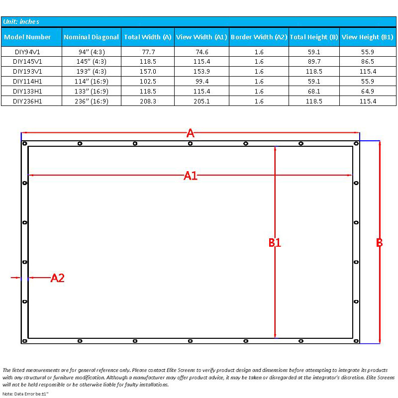 Elite Screens DIY PRO Outdoor Projector Screens Various Sizes PRODIY