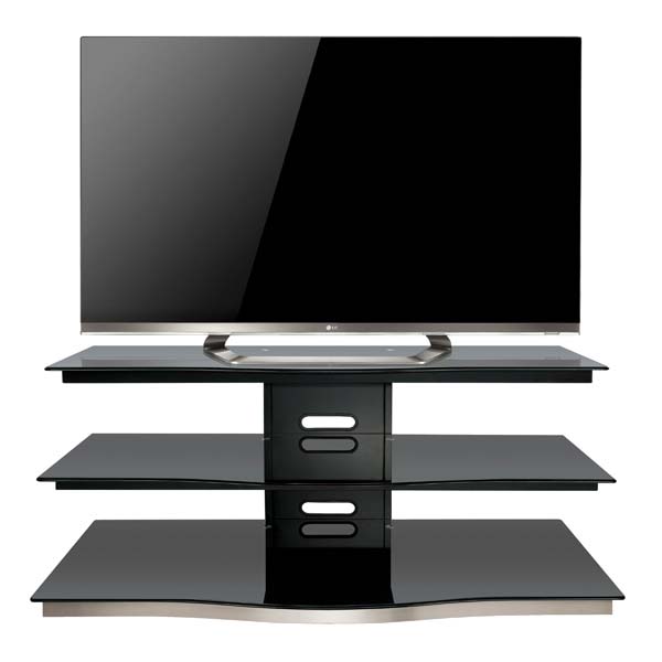 Bello Modern Curved Front Black Glass 55 inch TV Stand Black PVS4252
