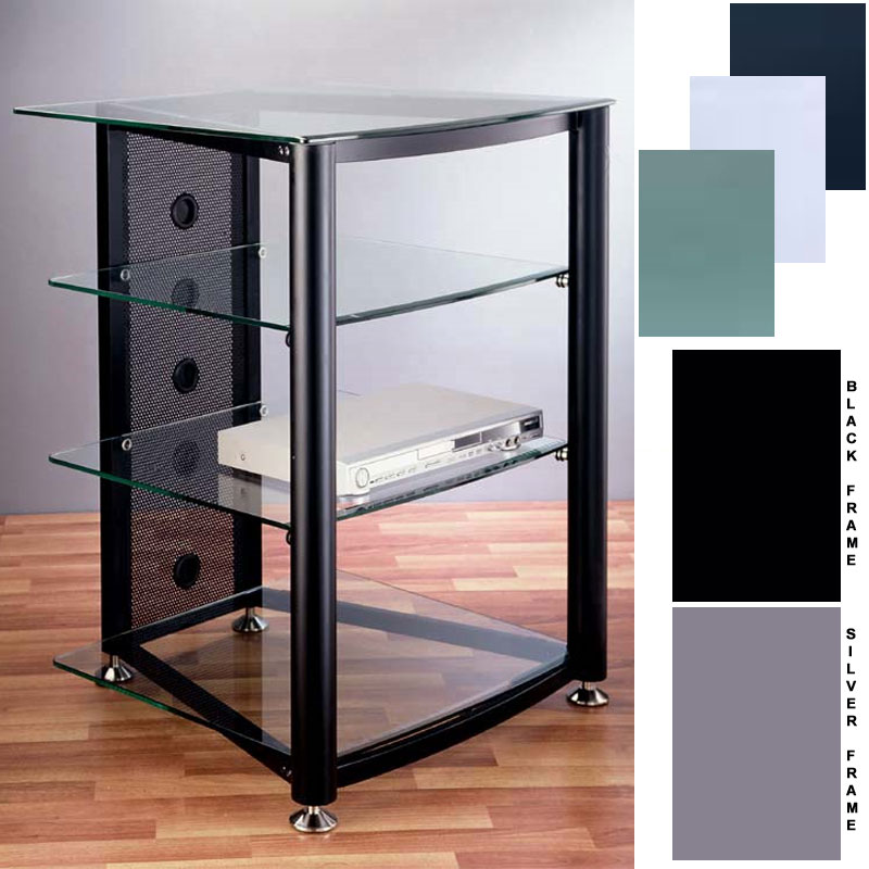VTI Audio Video Rack with Glass Shelves Various Finishes RGR404S, RGR404B