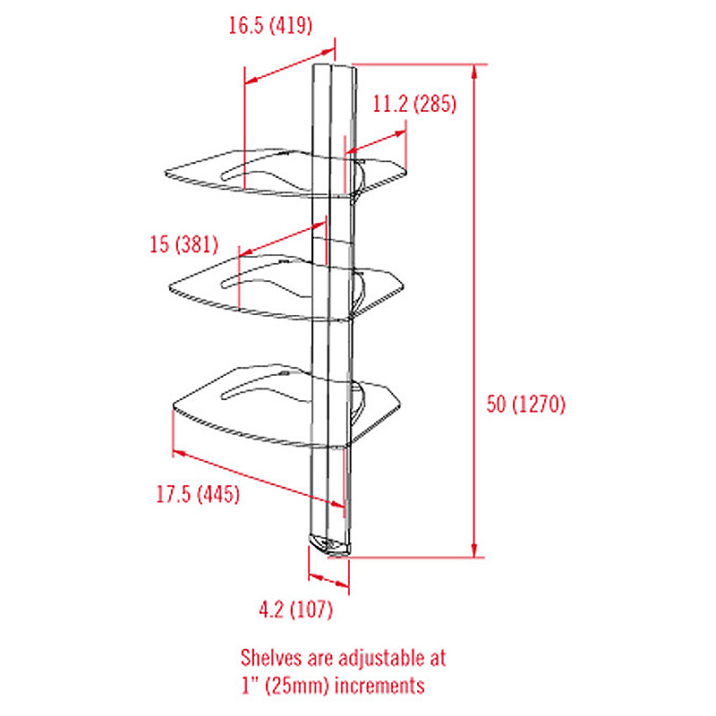 OmniMount TRIA Series 3 Glass Shelf Wall System Black TRIA