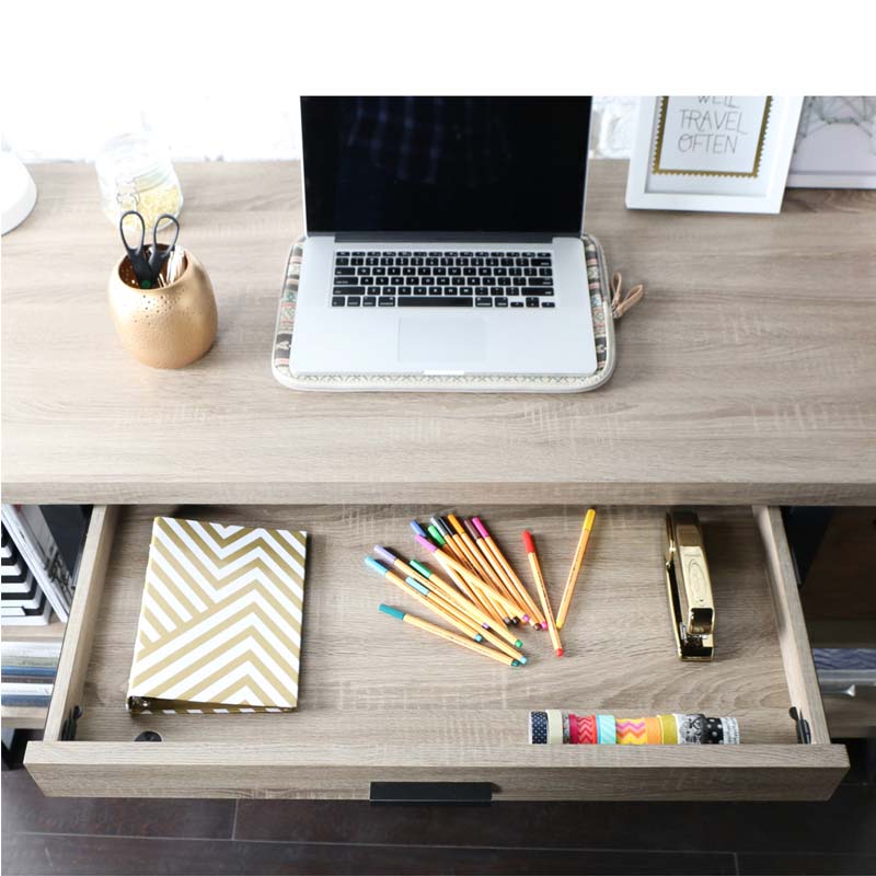 Walker Edison Urban Blend Computer Desk Ash Grey and Black D60UBS30AG