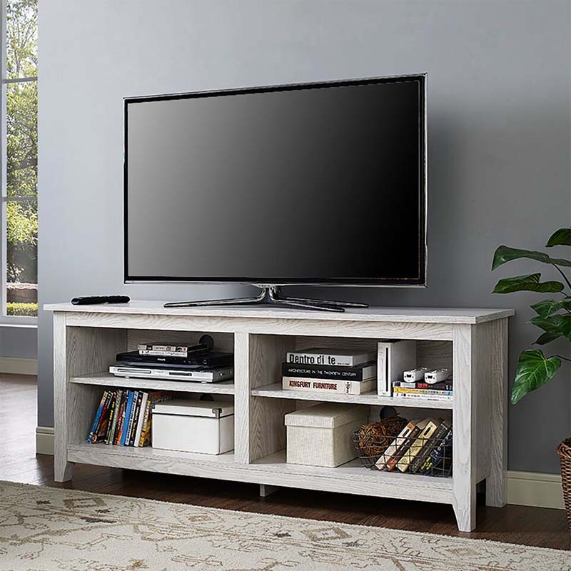 Walker Edison 60 inch TV Stand with Fireplace Insert (White) W58FP18WW