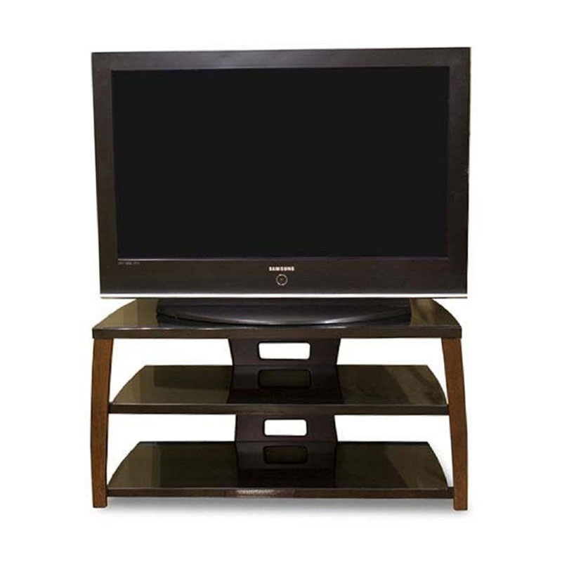 Tech Craft Monaco Walnut Black Glass TV Stand for 3042 inch Screens Xii42W
