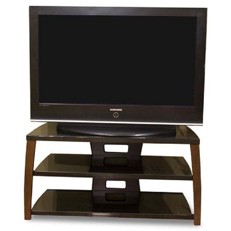 Tech Craft Monaco Walnut Black Glass TV Stand for 3042 inch Screens Xii42W