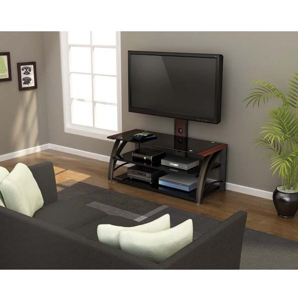 ZLine Designs Paris 3in1 Black Glass 60" TV Stand with Integrated