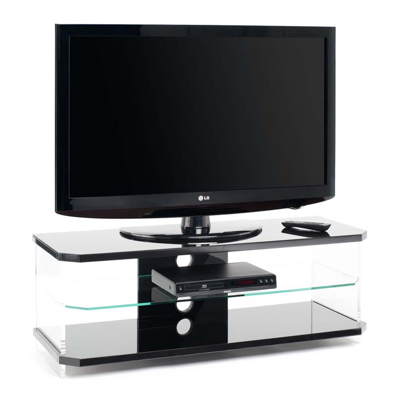Techlink Air Series 55 in. TV Stand Black Acrylic and Clear Glass AI110B