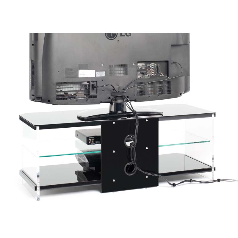 Techlink Air Series 55 in. TV Stand Black Acrylic and Clear Glass AI110B