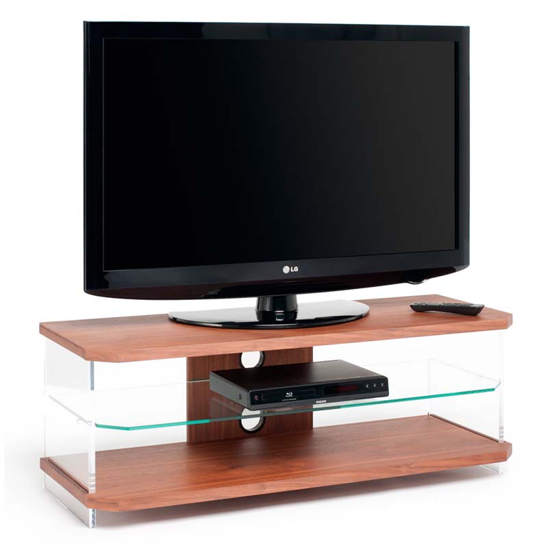 Techlink Air Series 55 in. TV Stand Walnut Acrylic and Clear Glass AI110W