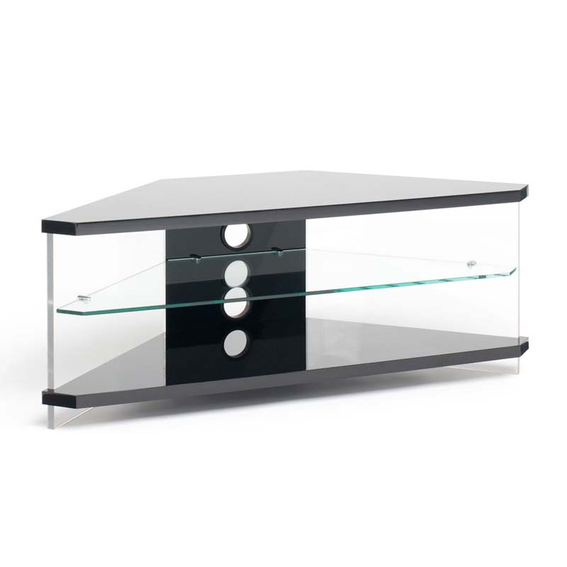 Techlink Air Series 46 in. Corner TV Stand (Black Acrylic and Clear