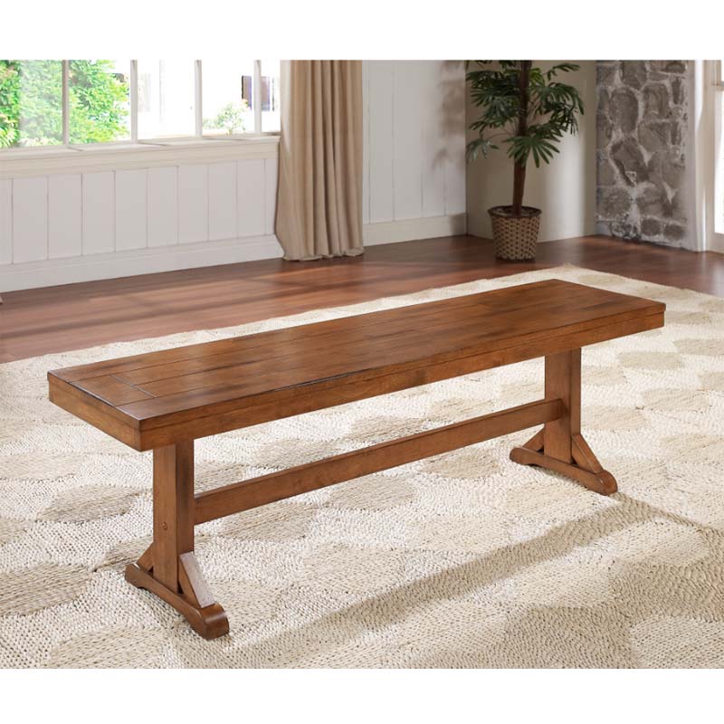 Walker Edison Wood Dining Bench Antique Brown DBW1AB
