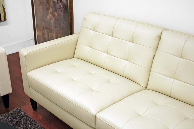 Wholesale Interiors Caledonia Modern Cream Leather Sofa Set 1197
