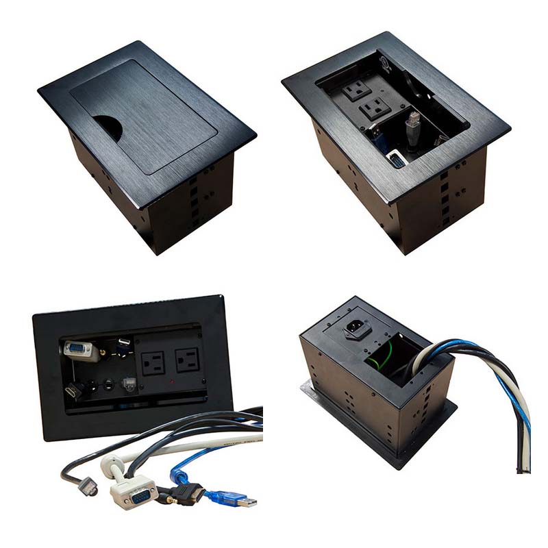 VFI AVF Audio Visual Furniture Table Top Cable Well (Black) CUB7