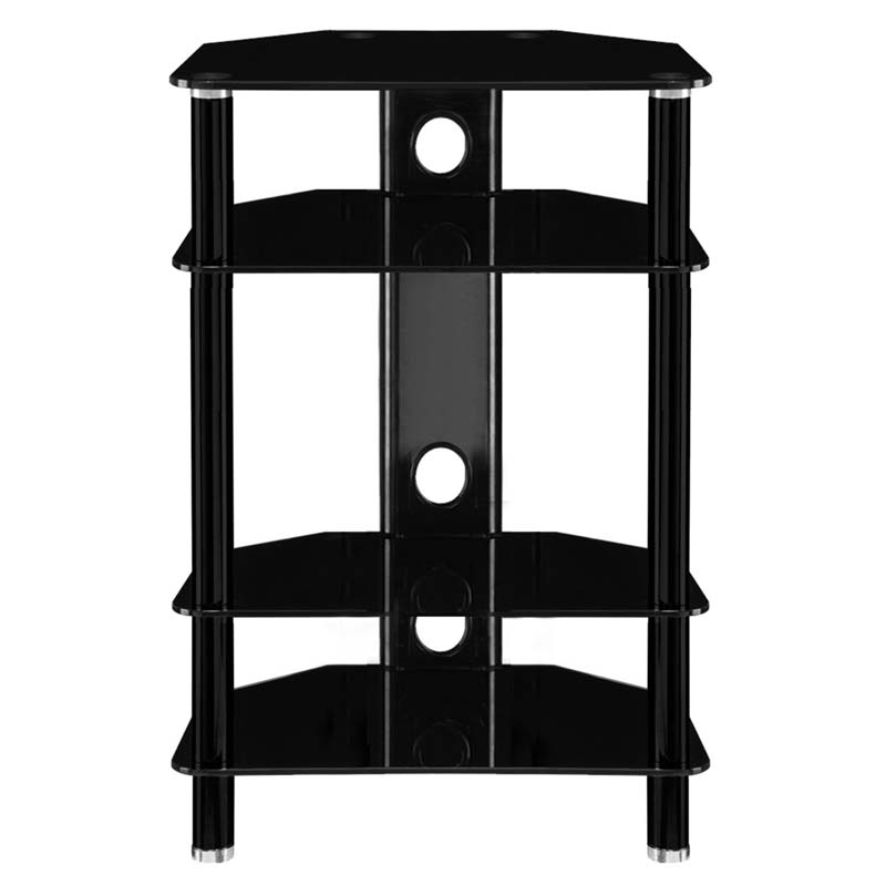 Innovex Concord Series 4 Shelf Black Glass Audio Component Stand Black
