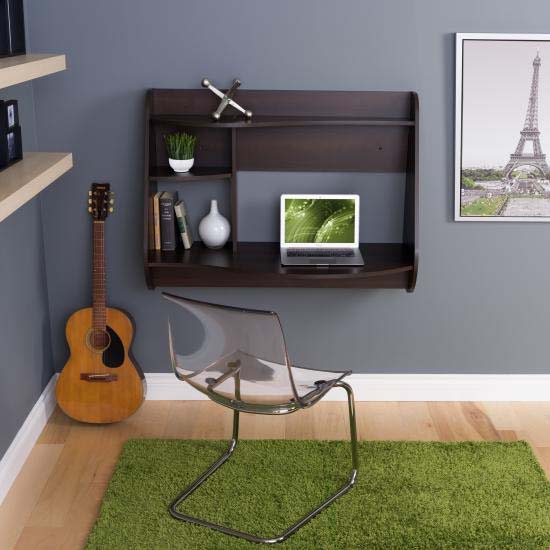 Prepac Kurv Wall Mounted Floating Desk Espresso EEHW09011