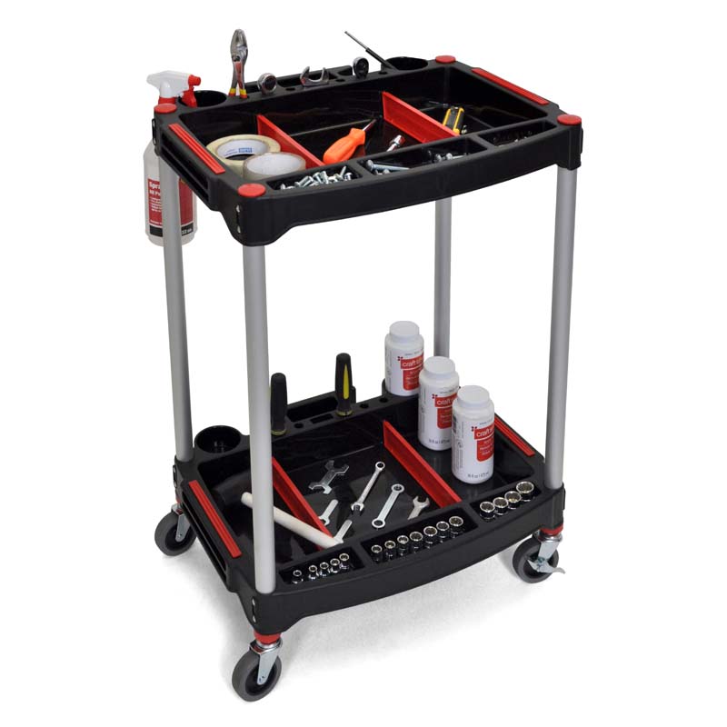 Luxor 2 Shelf Mechanics Utility Cart (Black) MC2