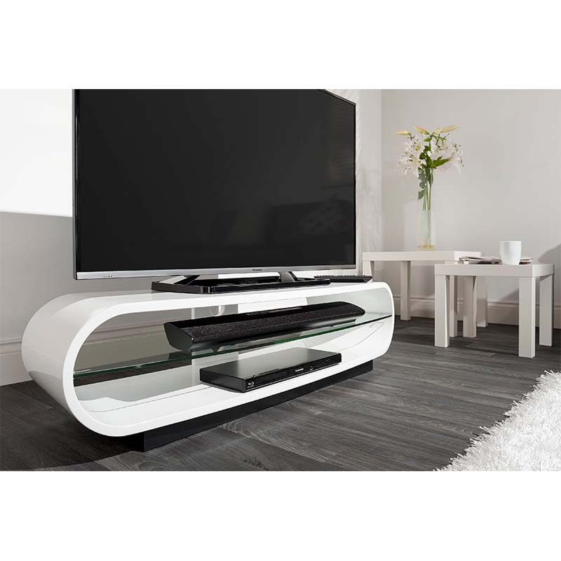 Techlink Ovid Curve 65 inch TV Stand (Gloss White) OVC130WT