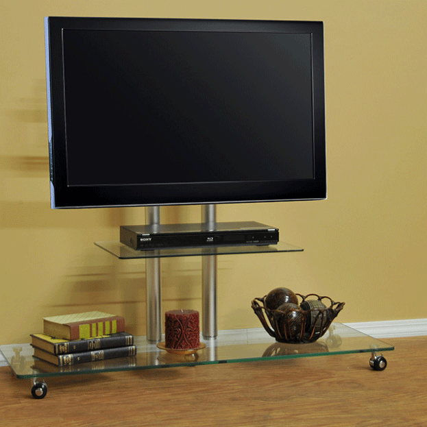 Design 2 Fit Clear Glass Plasma TV Stand with Bracket for up to 55 inch