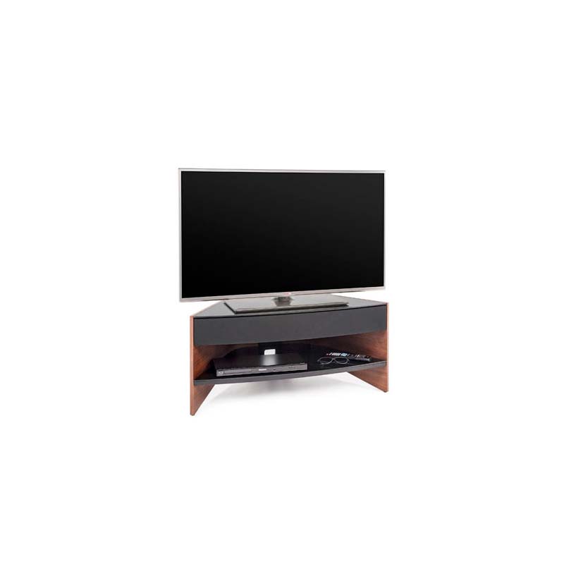 Techlink Riva Sound 50 in. Corner TV Stand with Sound Bar Walnut and Black Glass RV100SW